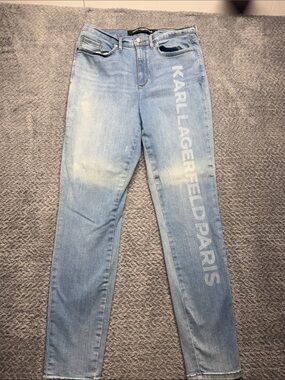 Karl Lagerfeld Light Blue Straight-Leg Logo Jeans